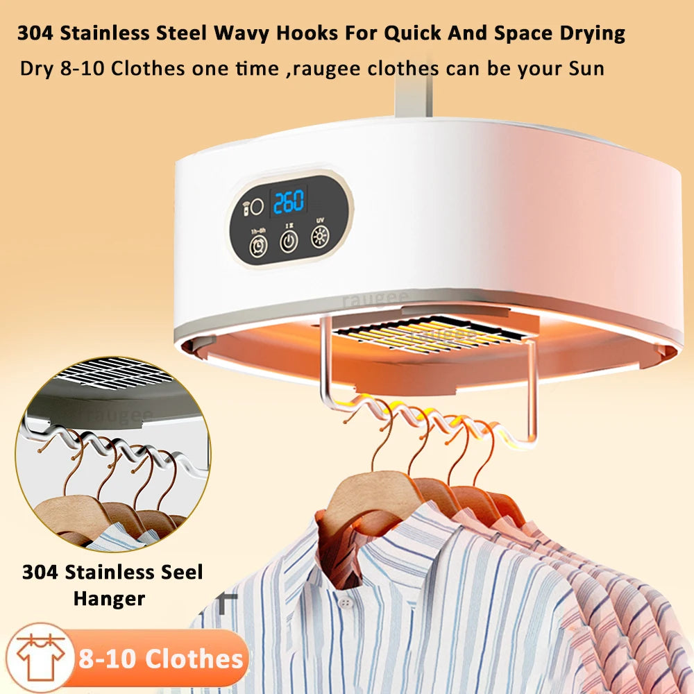 Compact Electric Clothes Dryer with Remote Control - Multifunctional & Timed Warm Laundry Solution