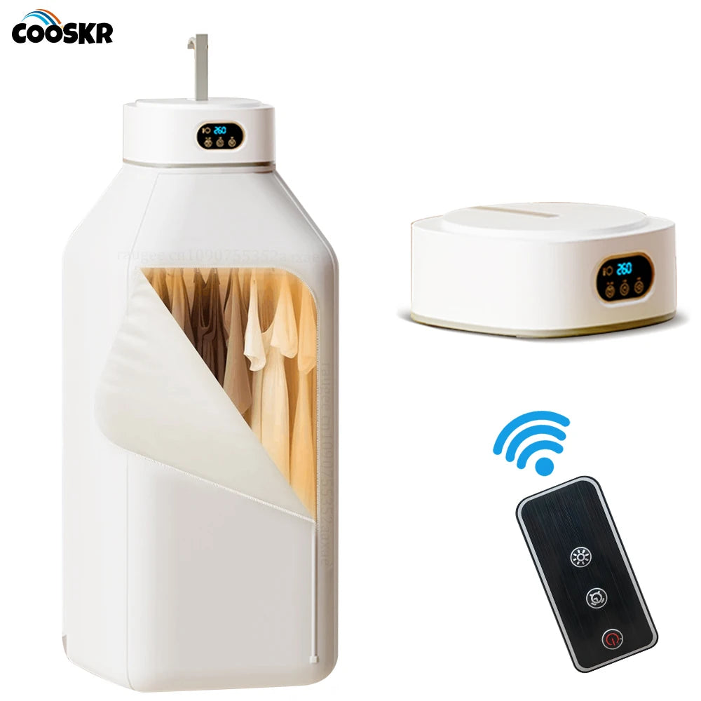 Compact Electric Clothes Dryer with Remote Control - Multifunctional & Timed Warm Laundry Solution