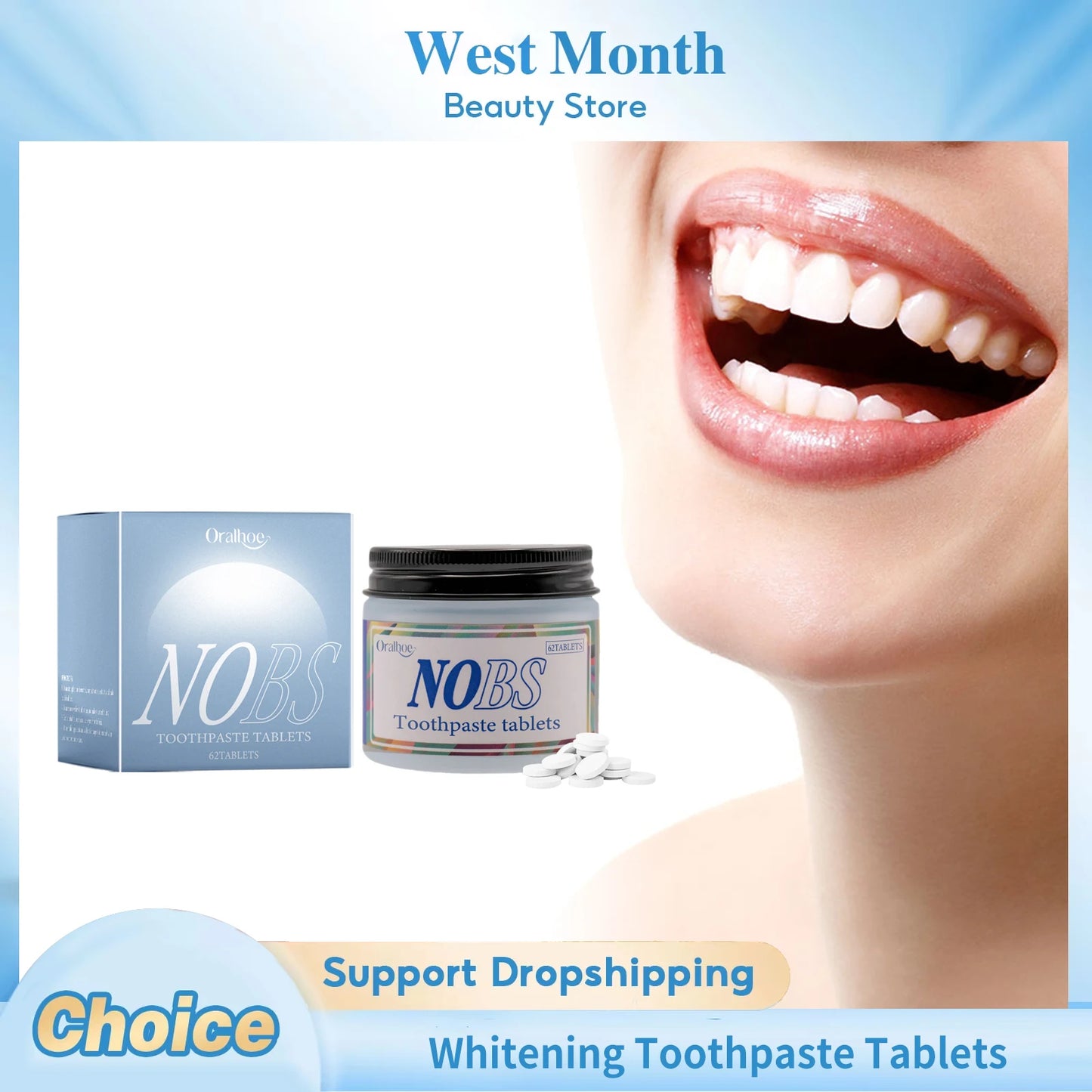 Chewable Toothpaste Tablets Remove Stains Brightening Teeth Gums Mint Flavor Travel Friendly Fresh Breath Solid Dental Tablets